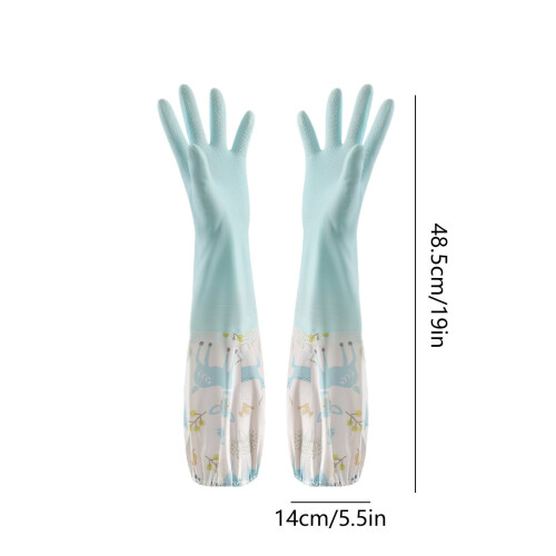 Rubber Latex Waterproof Gloves Flock Lined Embossed Palm 2 2