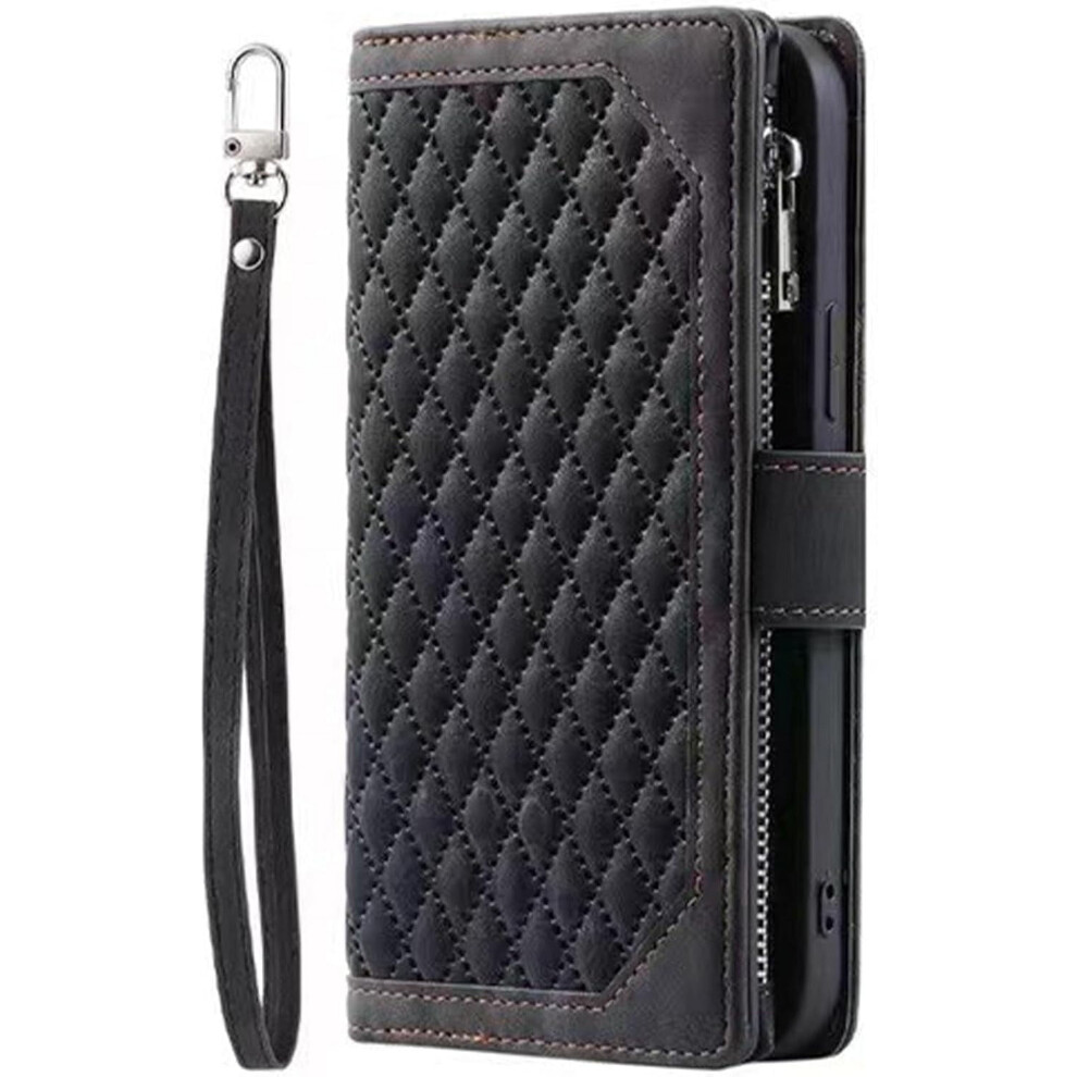 Leather Zipper Wallet Phone Case For Iphone 16 Â Black 9097180129592