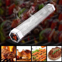 Portable Outdoor Barbecue Smoker Tube Stainless Steel Pellet Generator for Grills Includes Wood Pipe for Meats Cheeses Vegetables All Grills
