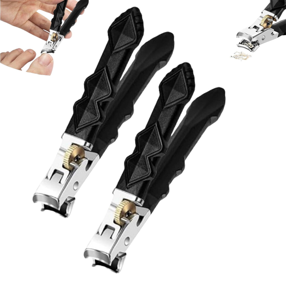 Long Handled Ergonomic Curved Nail Clippers, Wide Jaw Thick Toenail Clippers for Seniors, Splash-Proof, 180 Wide-Mouth Bite