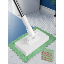 Disposable Dust Mop with 4 Reusable Cloths, Flat Mop for Wet/Dry Cleaning, Long Handle & Locking Head – Compatible with Multi-Surface Floors