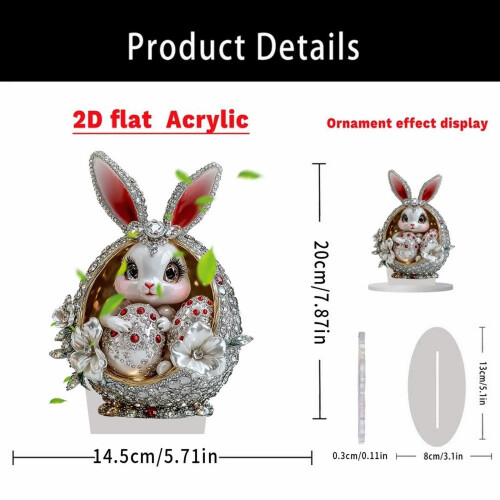 2D Acrylic Easter Bunny Egg Ornament 2