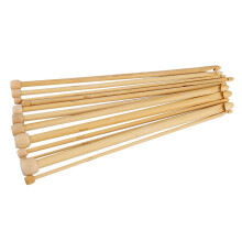 Natural Color Bamboo Single Pointed Afghan Tunisian Crochet Hooks Needles 25.5Cm-25Cm Long,1 Set(12 Pcs/Set)