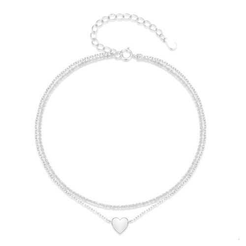 Women's Heart Bead Anklet Adjustable Double-Layer Design 1