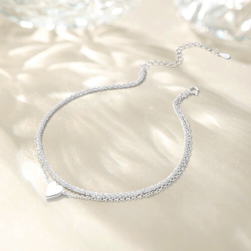 Women's Heart Bead Anklet Adjustable Double-Layer Design 2
