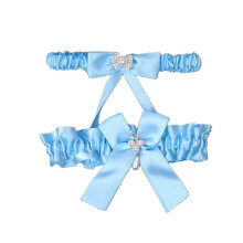 Satin Rhinestone Bow Garter Set. For Women (Wedding, Prom).