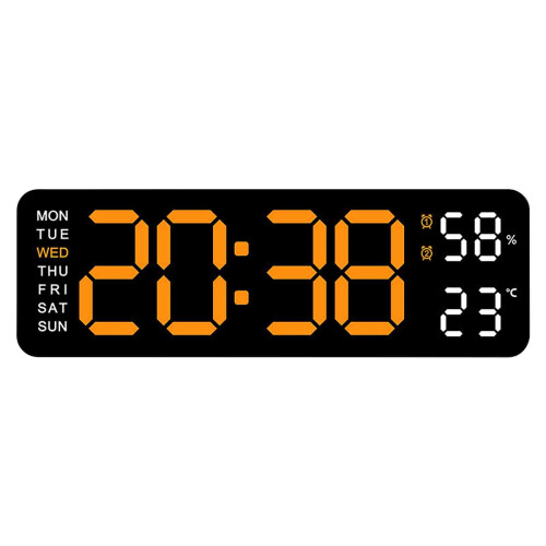 9" LED Digital Wall Clock with Calendar & Countdown Timer – Dimmable, Large Display (Black) 2