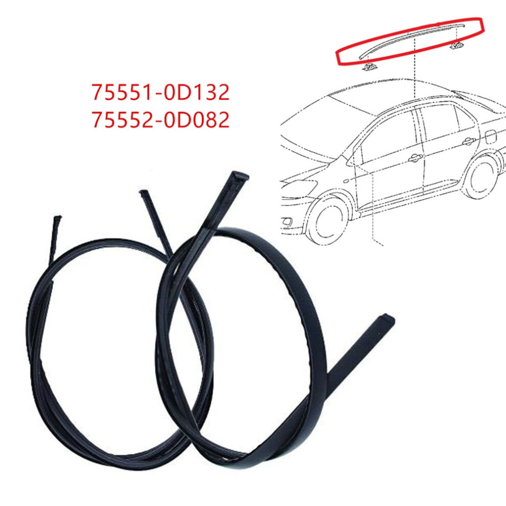 2Pcs Rubber Roof Drip Side Finish Moulding For Toyota Yaris Hatchback 2014-2018 9170372318773
