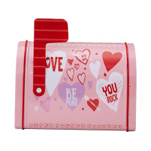 Valentine's Day Mini Tin Mailbox Peach Candy Storage