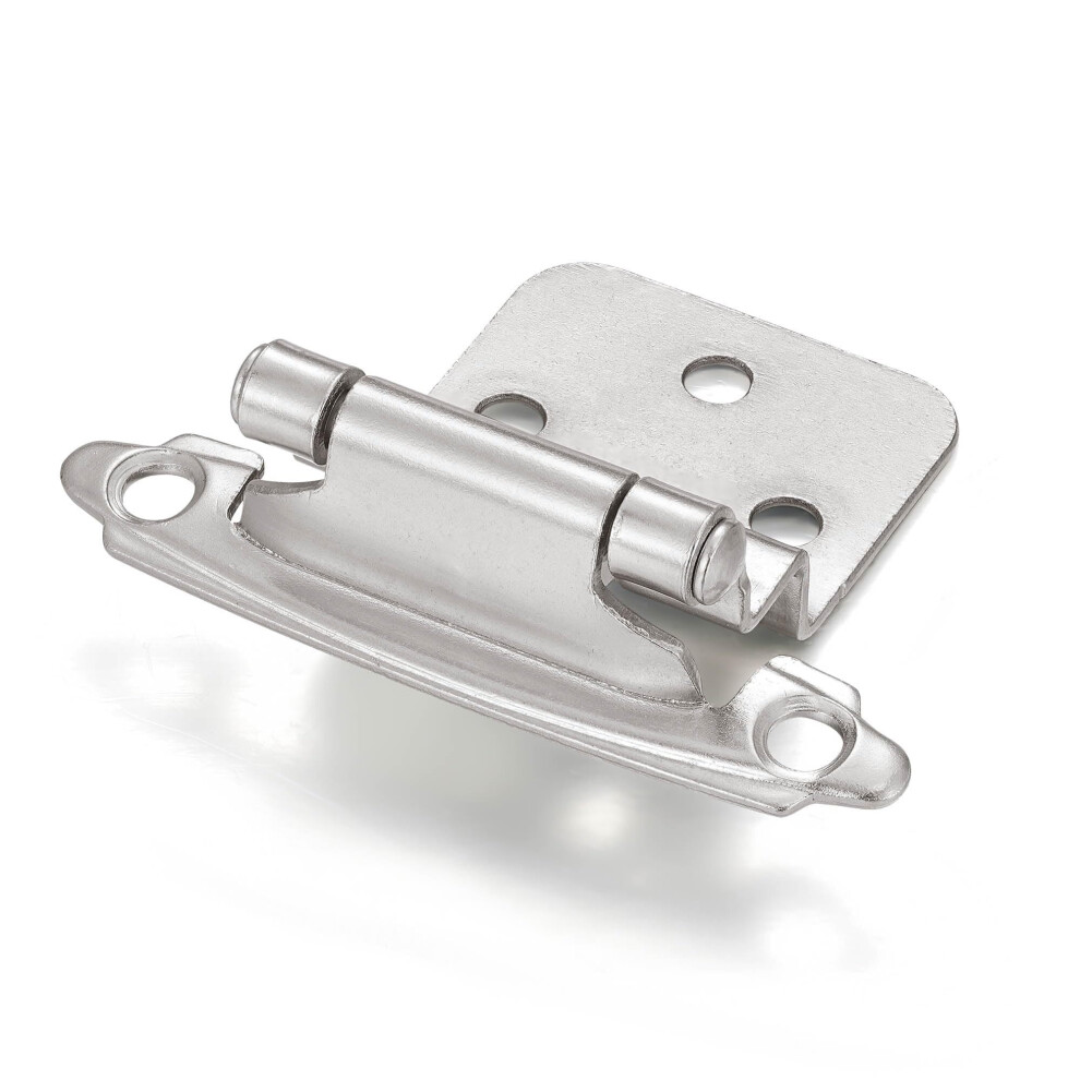 10-Pack Brushed Satin Nickel Self-Closing Cabinet Hinges, 1/2" Overlay, Flush Mount, Semi-Concealed, Compatible With Face Frame Cabinets 9170372319015