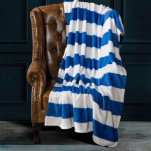 Ntbay Soft Flannel Throw Blanket Throw Size, Warm Lightweight Bed Blanket with Blue and White Striped Printed, 51" x 68"