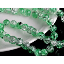 Lote de 50 cuentas redondas de cristal craquelado de 10 mm para la fabricación de joyas - Verde claro