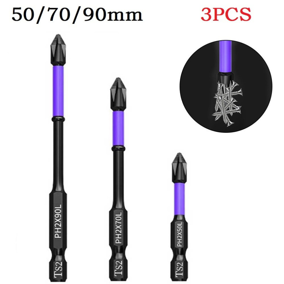 High Strength Magnetic Screwdriver Bit Set 3Pcs Ph2 Batch Heads For Screw Driving Suitable For Various Diy Projects 9170372318926