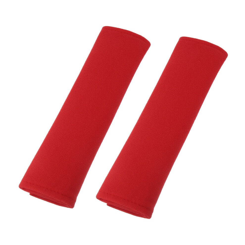 2 Pcs Flannel Car Shoulder Seatbelt Pad Covers Universal 26X7cm Red 9130661113472