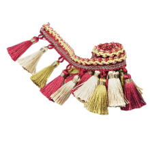 1-Yard Red Tassel Fringe Ribbon, 3.5" Wide, for Curtains, Sewing, Quilting, DIY Home Decor – Compatible with Standard Sewing Machines