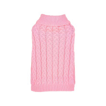 Elastic Cable Knit Dog Sweater High-Neck 2 Feet