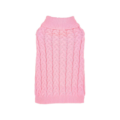 Elastic Cable Knit Dog Sweater High-Neck 2 Feet