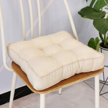 Zacht, effen vierkant zitkussen van imitatie linnen voor stoelen, comfortabele kussens voor kantoor, thuis en in de auto, 50 x 50 cm, beige wit
