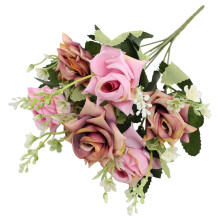 Bouquets de roses artificielles en soie pour mariage, fleurs de roses artificielles pour la décoration de table à la maison, au bureau ou pour une
