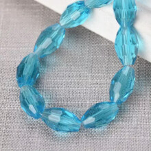 Cuentas sueltas de cristal facetado Rugby Oval 8x6mm10x8mm para la fabricación de joyas - 8x6mm (30 piezas) - Azul lago