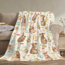 Couverture de Pâques multicolore, mignonne, chaude et douce, 130 x 100 cm, idéale pour canapé, lit, pique-nique, camping et décoration de