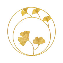 Décoration murale en métal doré avec cadre – Sculpture de feuilles dorées pour salon, chambre, bureau | Compatible avec les systèmes