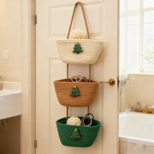 Étagère de rangement suspendue à 3 niveaux style dessin animé – Panier décoratif pour chambre, salon et entrée, compatible avec les crochets