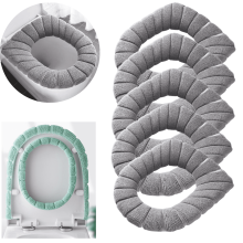 Lot de 3 housses de siège de toilette extensibles, lavables et plus épaisses, coussins doux et confortables (gris)