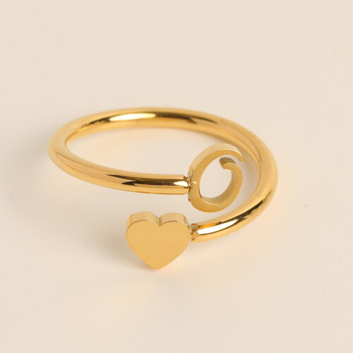 YUEHAO Heart Ring with Initial Letter Jewelry 1