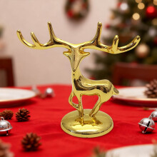 Petite statue de cerf en alliage plaqué or, objet de décoration élégant pour cave à vin, salon ou meuble TV – Idée cadeau de pendaison de