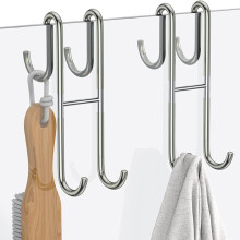 Crochets double face en acier inoxydable, sans perçage, antirouille et antiadhésifs, pour portes vitrées de salle de bain, serviettes et peignoirs.