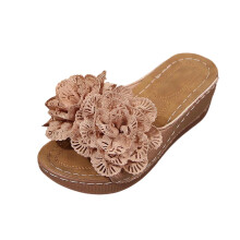 Pantoufles kaki pour femmes, à plateforme et talon compensé, décontractées, estivales, à semelle épaisse, confortables, légères et au design