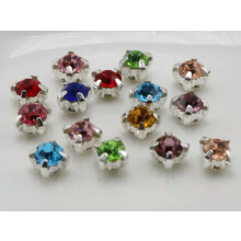 250 piezas de rosa de cristal Montees con diamantes de imitación de 4 mm SS16 para coser, manualidades de boda - Plata + Cristal de colores surtidos