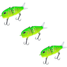 Mini Glide Bait for Fishing, Multi-Jointed Swimbait Wobbler, White Glide Baits for Bass and Pike, Hard Lure with Soft Rubber Fins