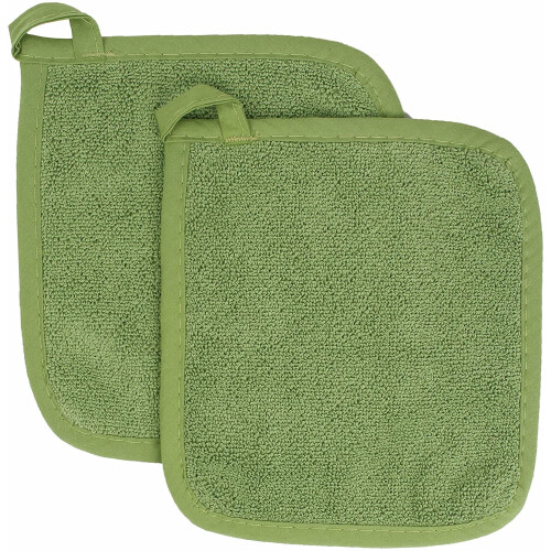 100% Cotton Terry Pot Holders For Kitchen, 2-Pack, 8.5"x8.25" Black