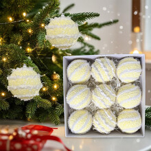 Ensemble de 9 boules de Noël en plastique couleur macaron, compatibles avec tous les sapins et guirlandes.