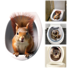 3D Animal Toilet Wall Sticker Set for Kids Bedroom Pink