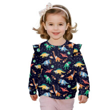 Dinosaur Sweatshirt for Toddler Girls Long Sleeve Ruffle