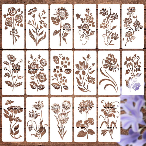 Garden Fence Floral Stencil Reusable 17PC