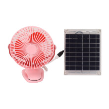 Clip on Fan Camping Fan with Solar Panel Portable Solar Powered Fan Personal Desk Fan for Tent Dorm Outside Fishing Household Pink
