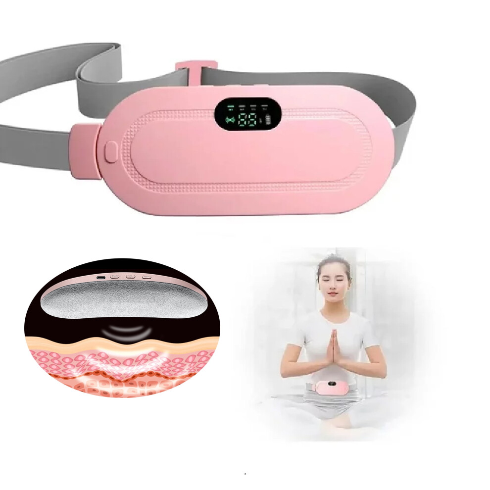 Pink Portable Cordless Heating Pad For Menstrual Cramps, 3-Temp/4-Massage Modes, Back & Belly Relief (Pink)