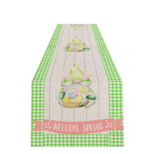 Linen Yellow & White Buffalo Check Easter Table Runner 13x72", Bunny/Egg/Daisy/Tulip Floral Decor – Spring/Summer Home & Kitchen