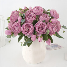 2026Nouveaux bouquets de mariage avec pivoines artificielles, roses simulées, fleurs de soie, bouquet noué à la main, roses