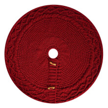Jupe de sapin de Noël tricotée, 46 cm (18 po), polyester rouge et blanc, décoration de Noël durable – Convient aux petits sapins