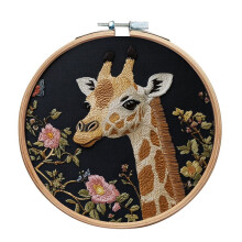 Beginner Embroidery Kit Giraffe Floral Pattern with 15cm