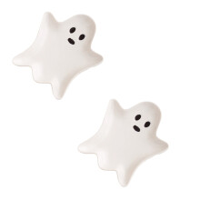 Ghost Tray Jewelry Storage & Spoon Rest – Ceramic White Ghost Holder for Halloween, Coffee, Tea, Bar Spoons (Compatible with Standard Spoons)