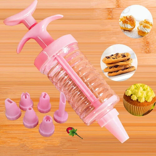 Cookie Press, Classic Biscuit Maker, Cake Making Cake Decorating Set with 8 Icing Tips Nozzles for DIY Cake Cookie Maker Decorating Tool Pink 1