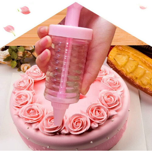 Cookie Press, Classic Biscuit Maker, Cake Making Cake Decorating Set with 8 Icing Tips Nozzles for DIY Cake Cookie Maker Decorating Tool Pink 2