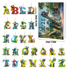 Pendentif compte à rebours de Noël dinosaure en acrylique – Ornement réutilisable 24 jours pour enfants, école et magasin – Cadeau de Noël