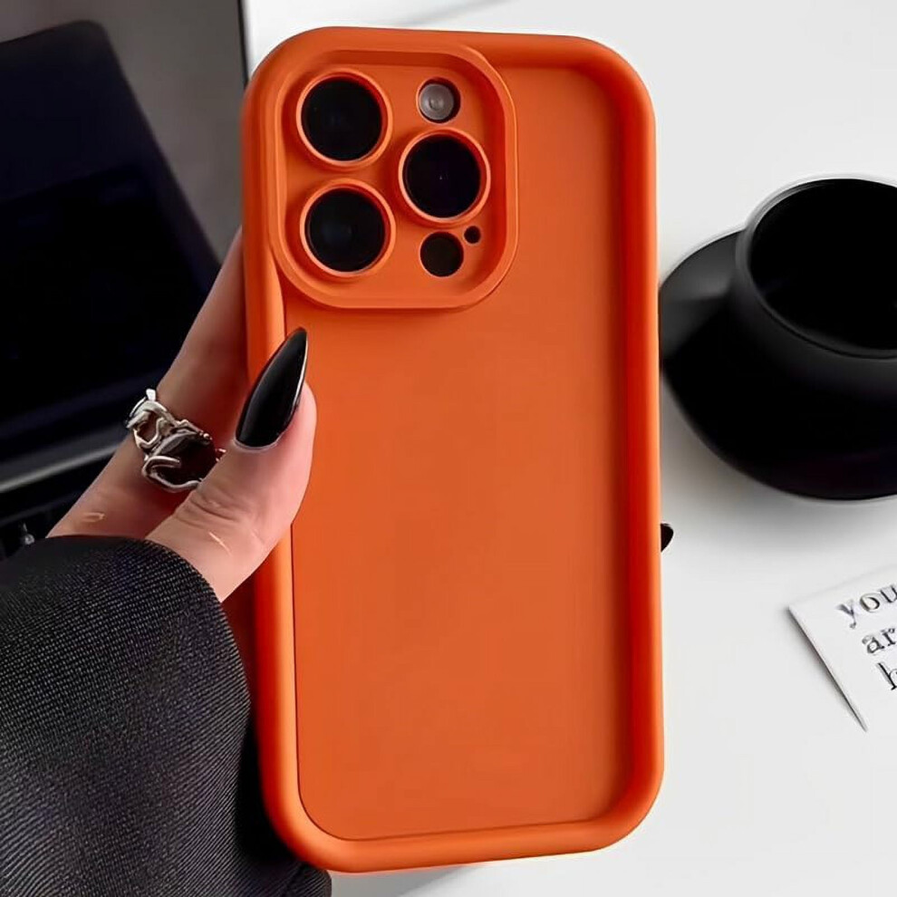 Solid Candy Case For Compatible With Iphone 15 Pro Max Â Matte Soft Silicone, Shockproof, Full Camera Protection Orange 9165521870172